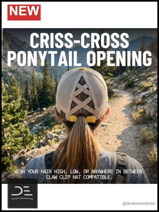 Ponytail Baseball Cap with Sayings - Criss Cross Back High Pony Adjustable Hat main image 5
